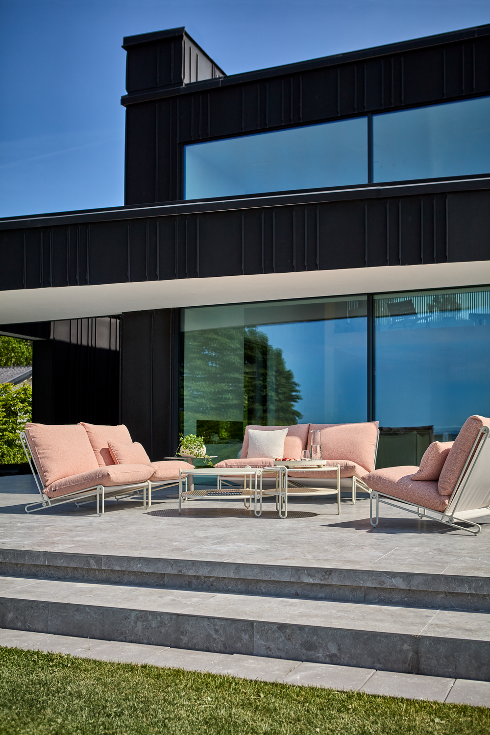 Blixt loungefåtölj Pearl White/Teddy Orange