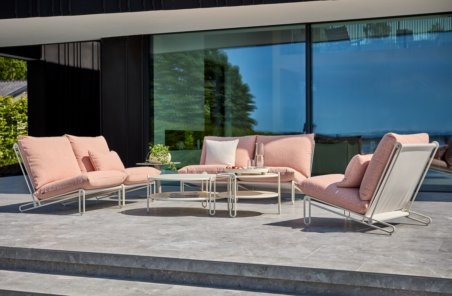 Blixt loungefåtölj Pearl White/Teddy Orange