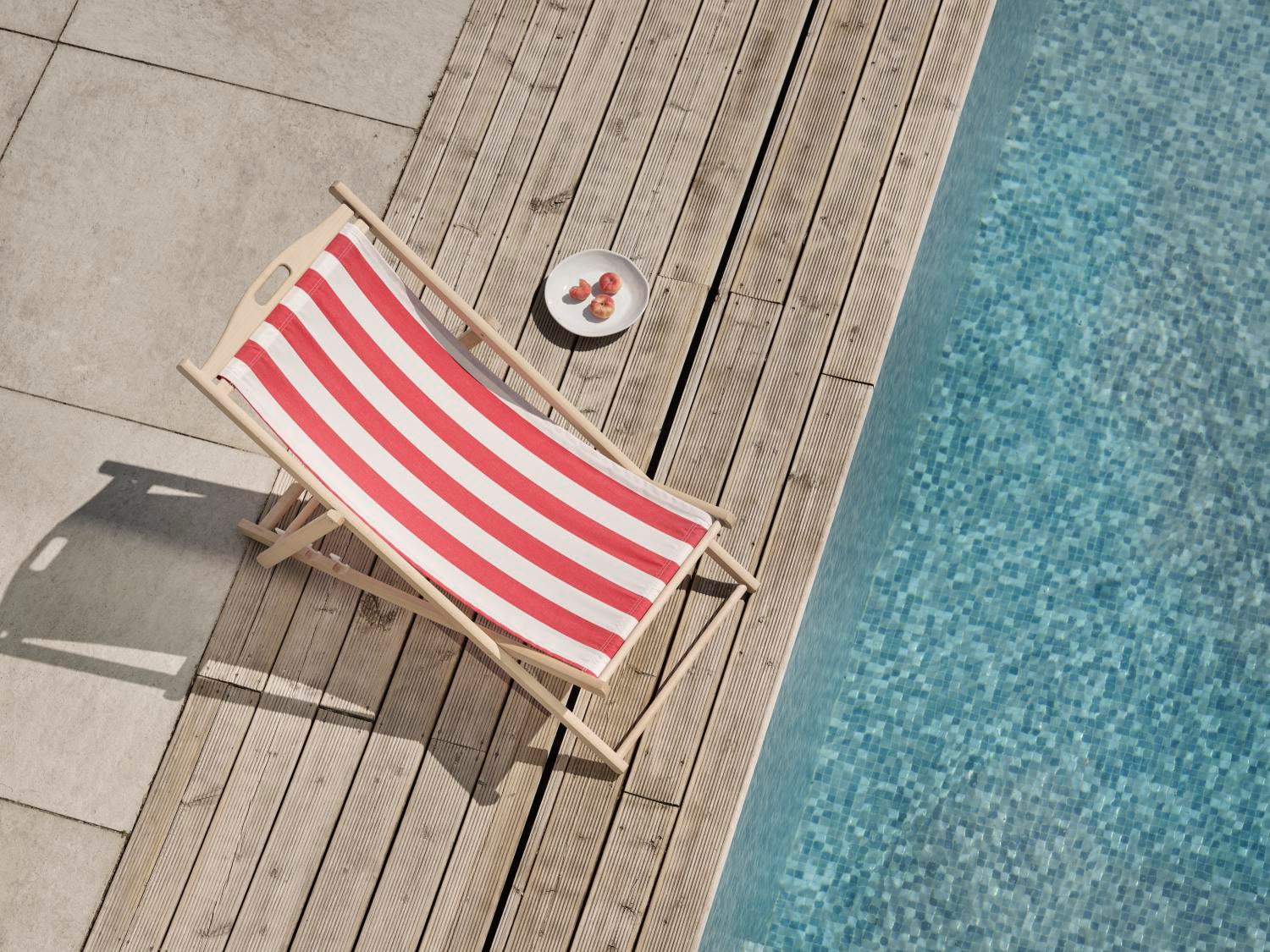 Dingla strandstol Natur/Röd-Vit