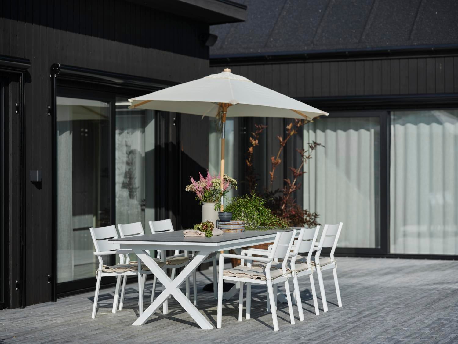 Trieste parasoll Natur/Off-White